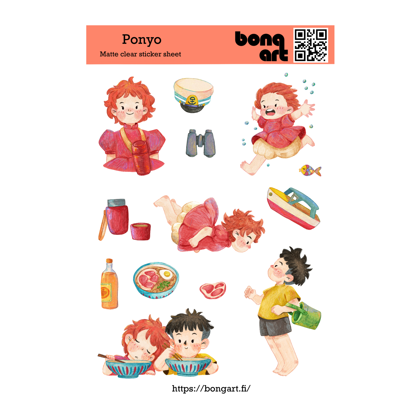 Ponyo | Waterproof Matte Clear Sticker Sheet