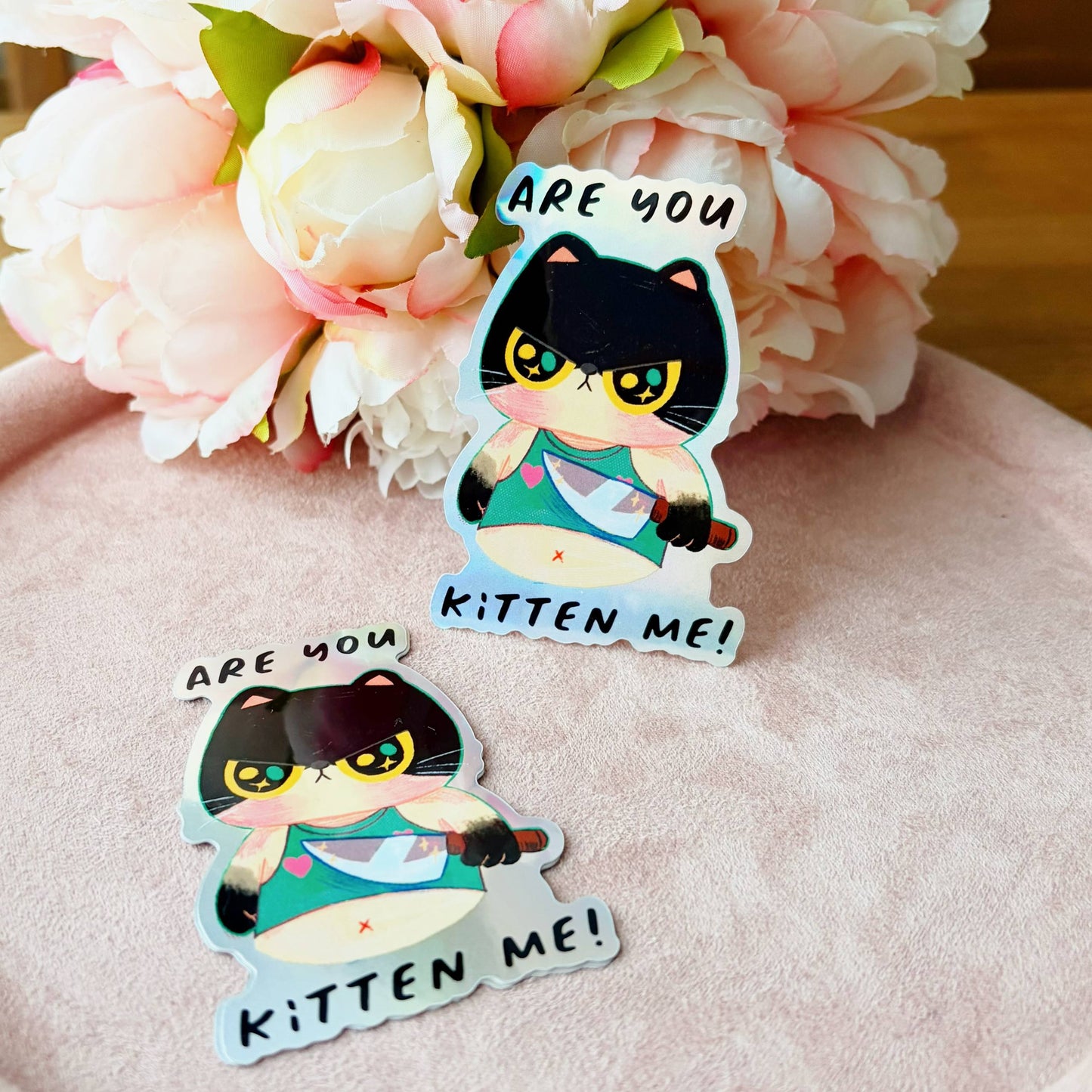 Are you kitten me? | Waterproof Holographic Sticker