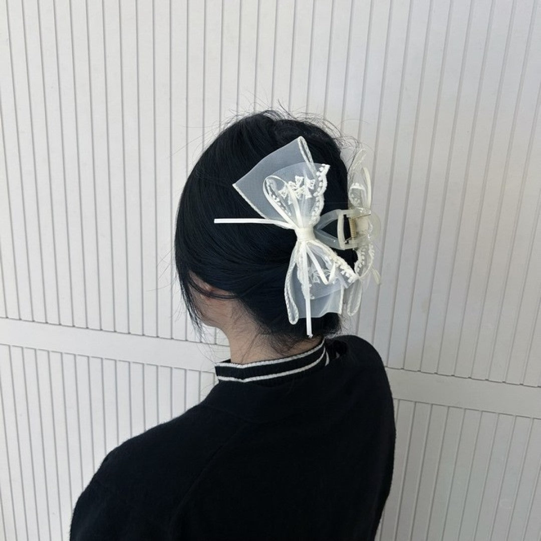 Organza Lace Ribbon Claw Clip