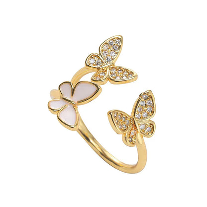 Butterfly Ring Open Style - Real 18K Gold Plated