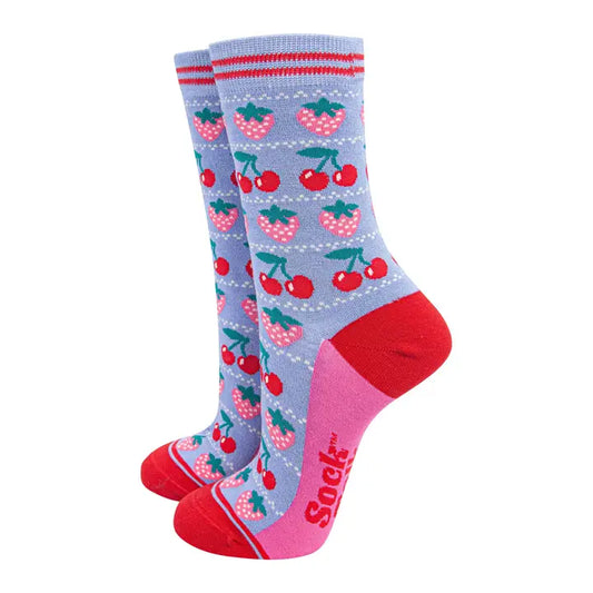 Women's Bamboo Socks - Strawberries