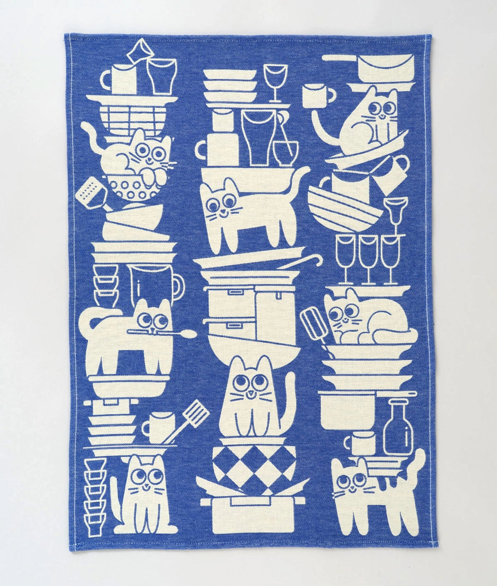 Kitchen Cats Woven Cotton Tea Towel