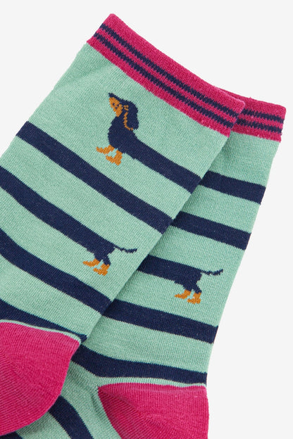 Women's Bamboo Socks - Winding Sausage Dog