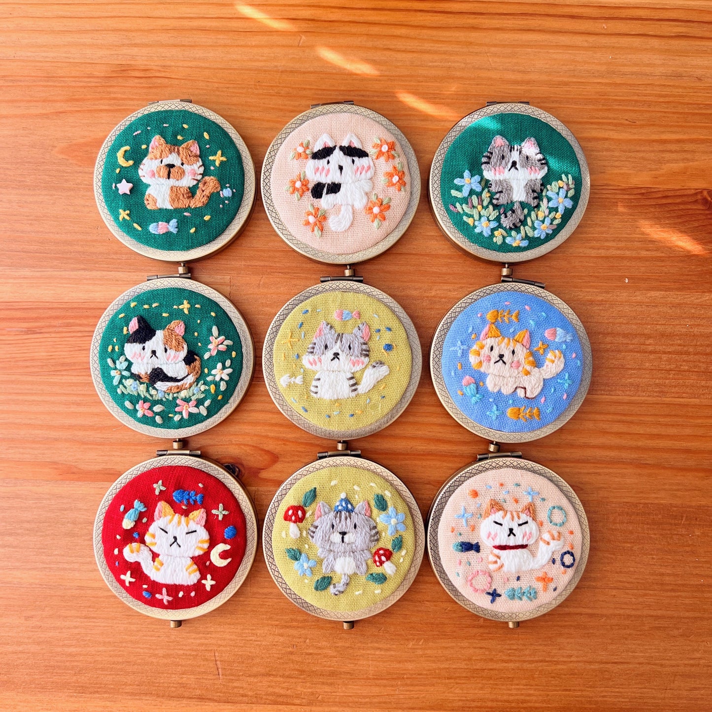 Dreaming Cats Ver 02 - Hand Embroidered Mirror