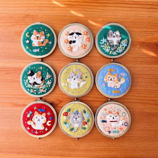 Dreaming Cats Ver 02 - Hand Embroidered Mirror