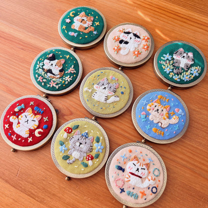 Dreaming Cats Ver 02 - Hand Embroidered Mirror