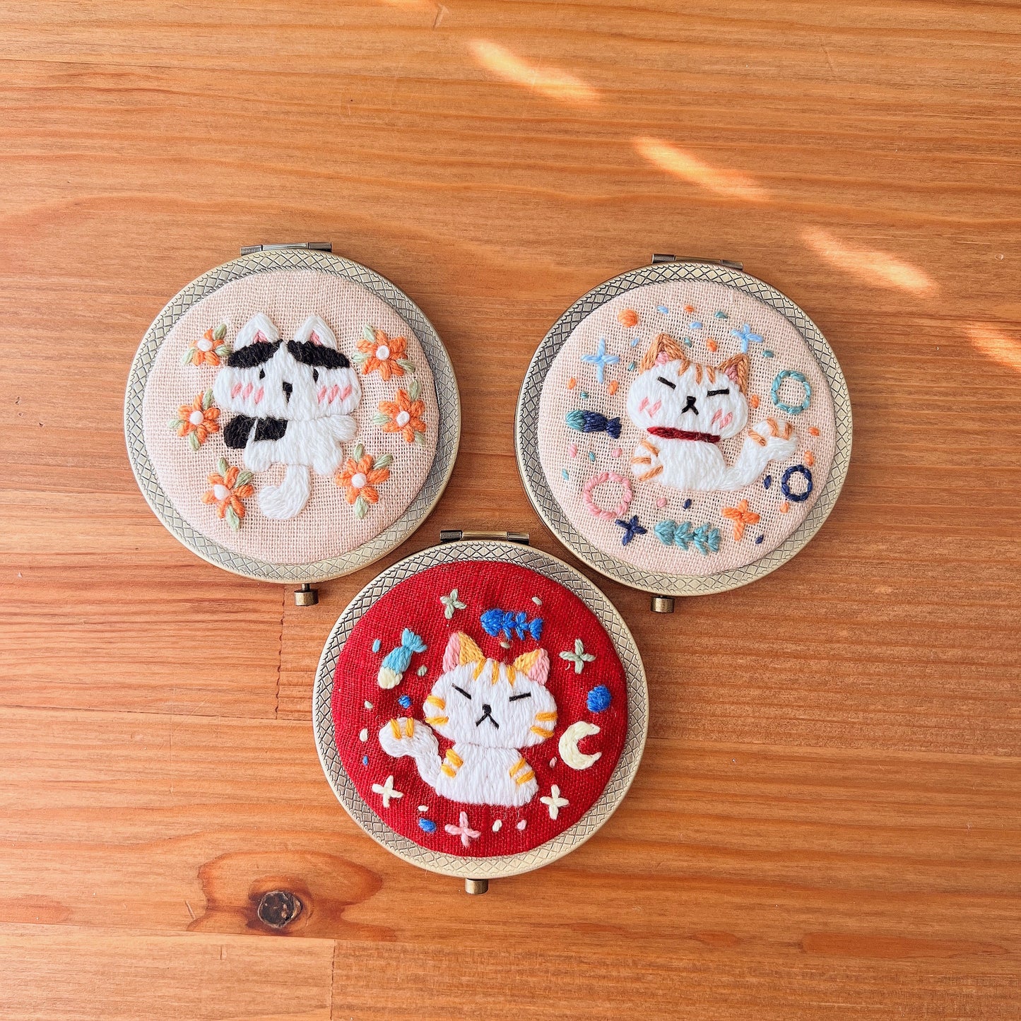 Dreaming Cats Ver 02 - Hand Embroidered Mirror