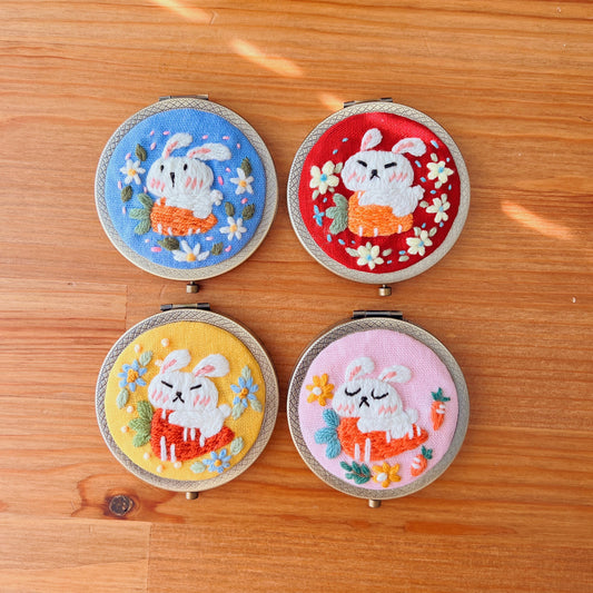 Bunny Whisper Ver 02 - Hand Embroidered Mirror
