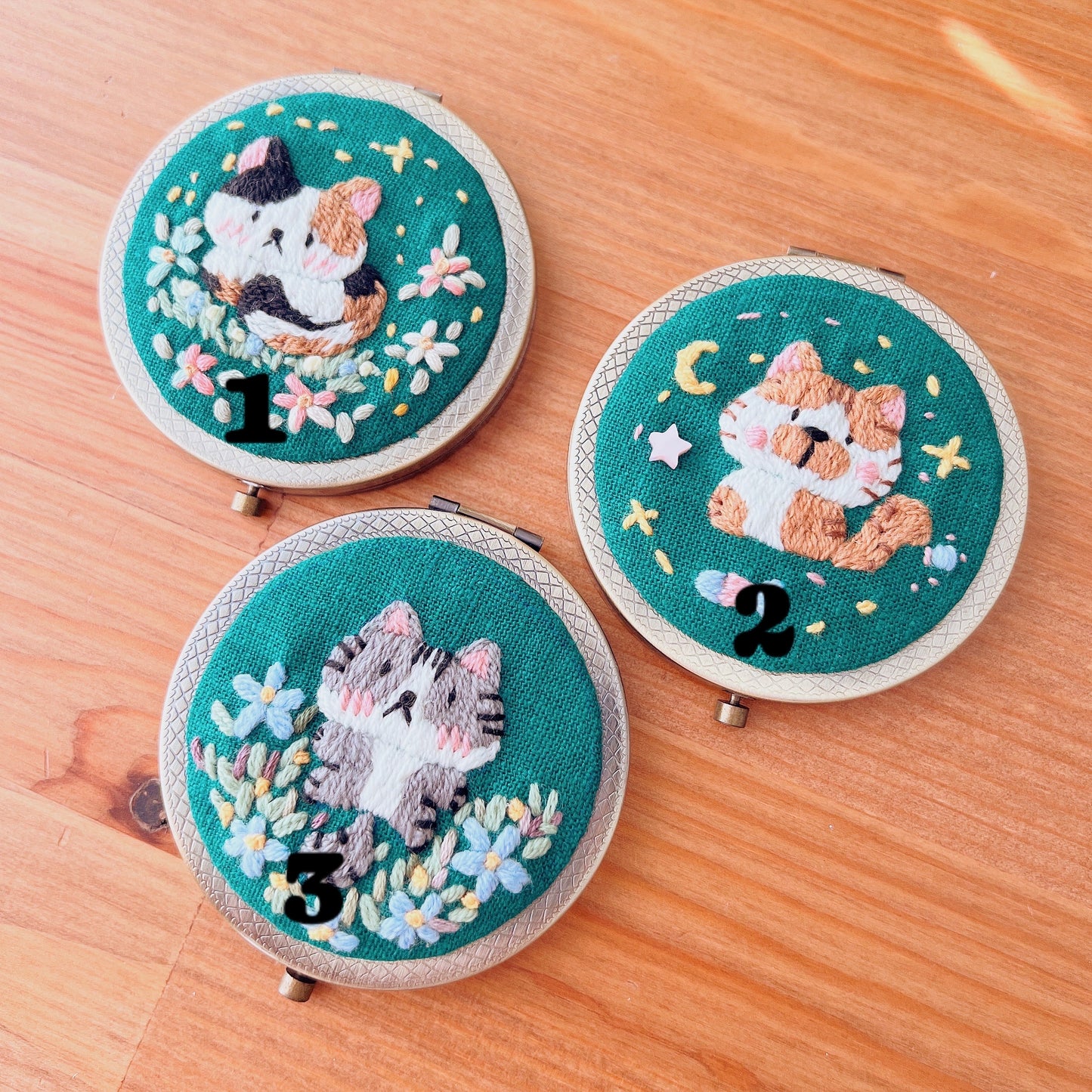 Dreaming Cats Ver 02 - Hand Embroidered Mirror