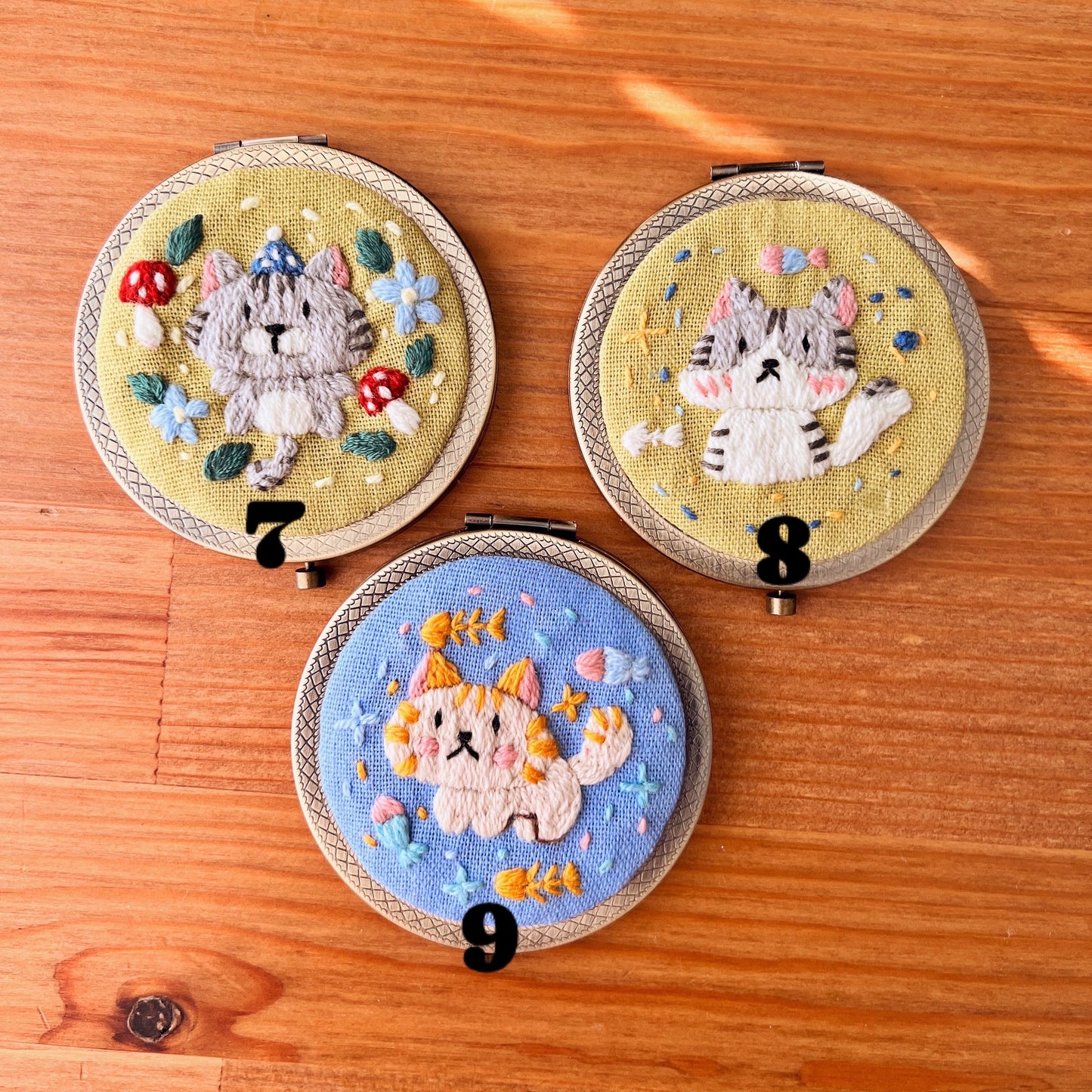 Dreaming Cats Ver 02 - Hand Embroidered Mirror