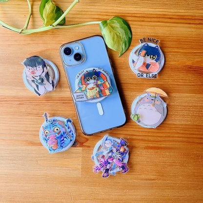 Magnetic Phone Griptok With Mini Rotating Charm - I'm Busy, Go Away