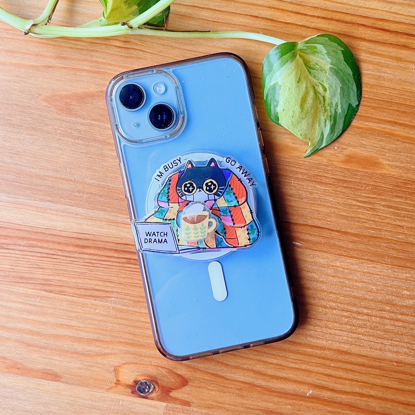 Magnetic Phone Griptok With Mini Rotating Charm - I'm Busy, Go Away