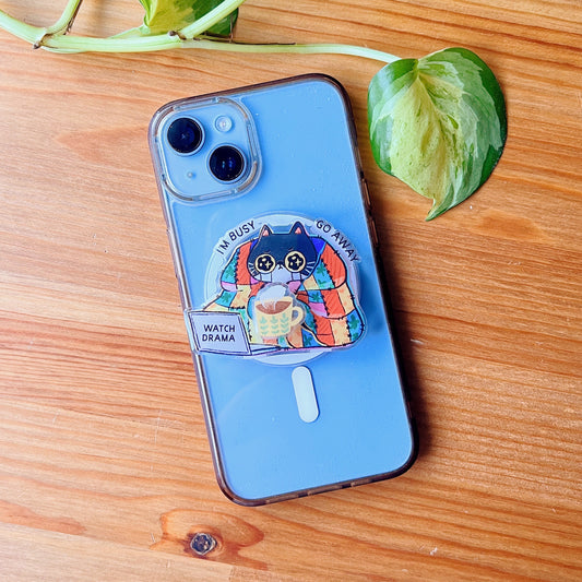 Magnetic Phone Griptok With Mini Rotating Charm - I'm Busy, Go Away