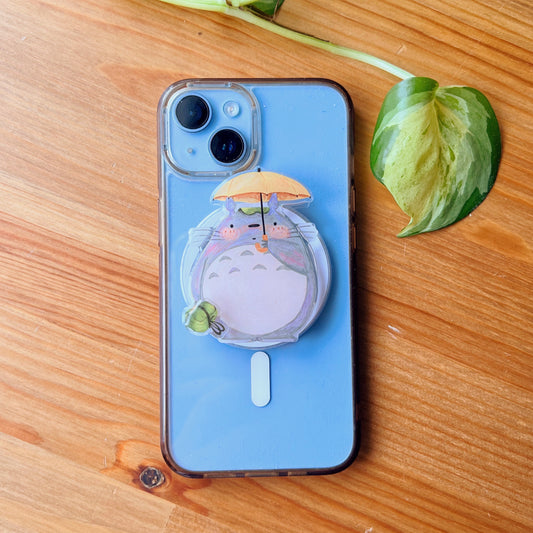 Magnetic Phone Griptok With Mini Rotating Charm - Totoro