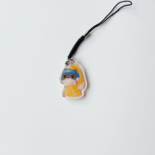 Meow Momo With A Pearl Earring | Clear Acrylic Phone Charm