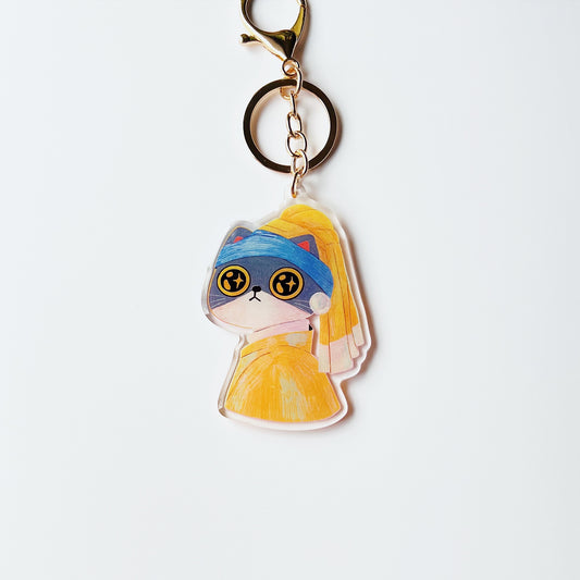 Meow Momo With A Pearl Earring | Acrylic keychain