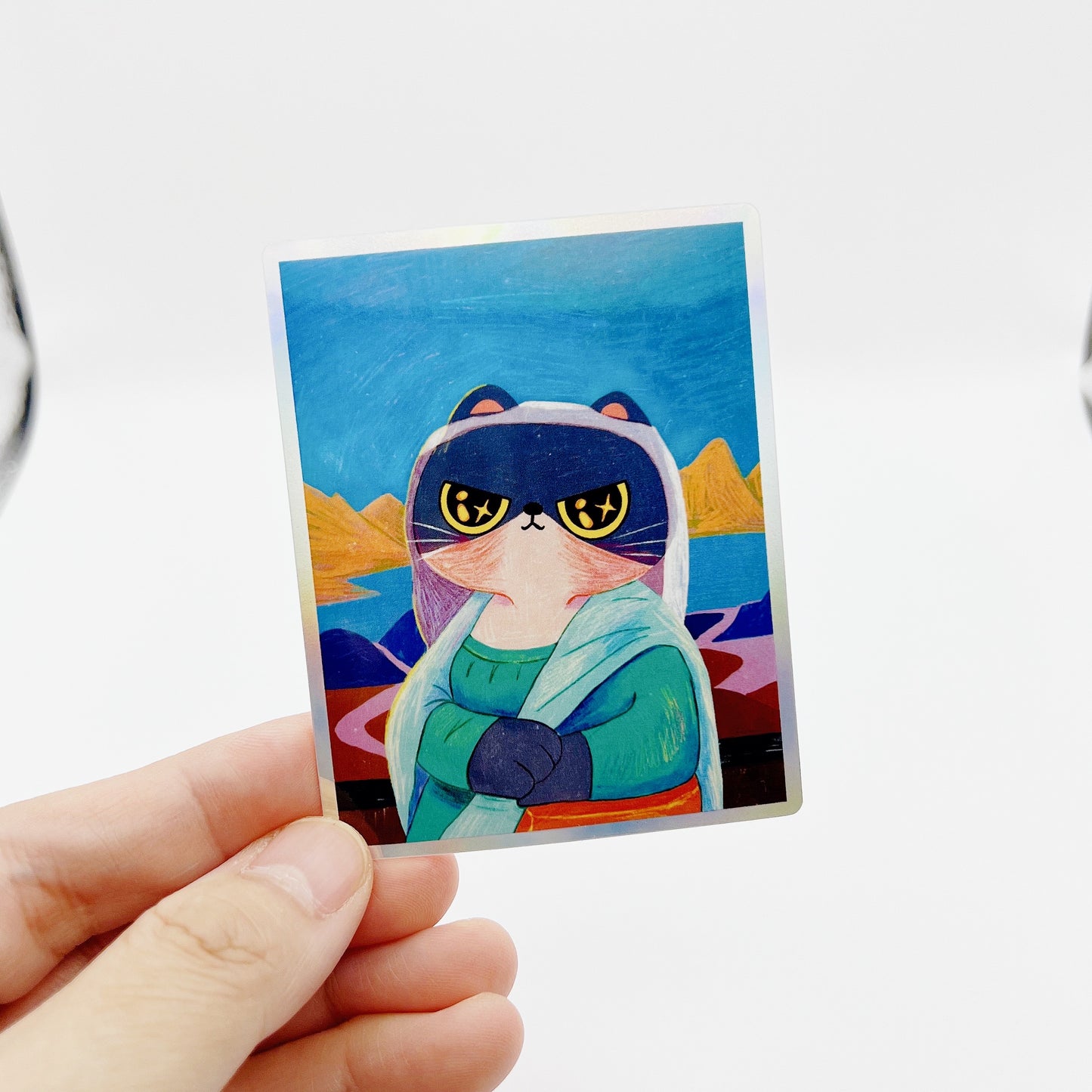 Momo Meow Meow Lisa | Waterproof Holographic Sticker