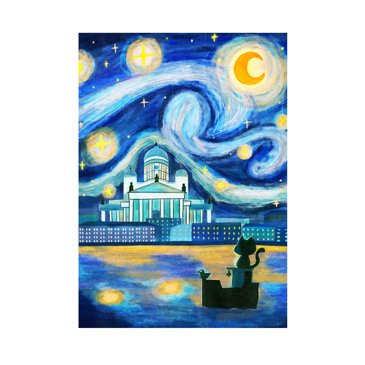 A Starry Night in Helsinki Art Print