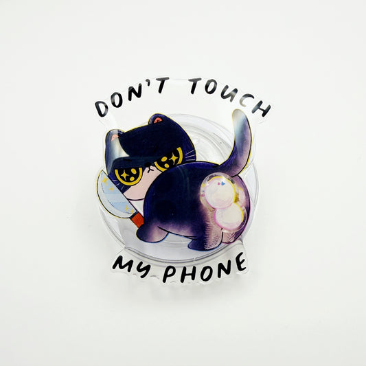 Magnetic Phone Griptok With Mini Rotating Charm - Don't Touch My Phone