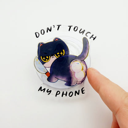 Magnetic Phone Griptok With Mini Rotating Charm - Don't Touch My Phone