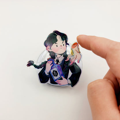 Magnetic Phone Griptok With Mini Rotating Charm - Wednesday