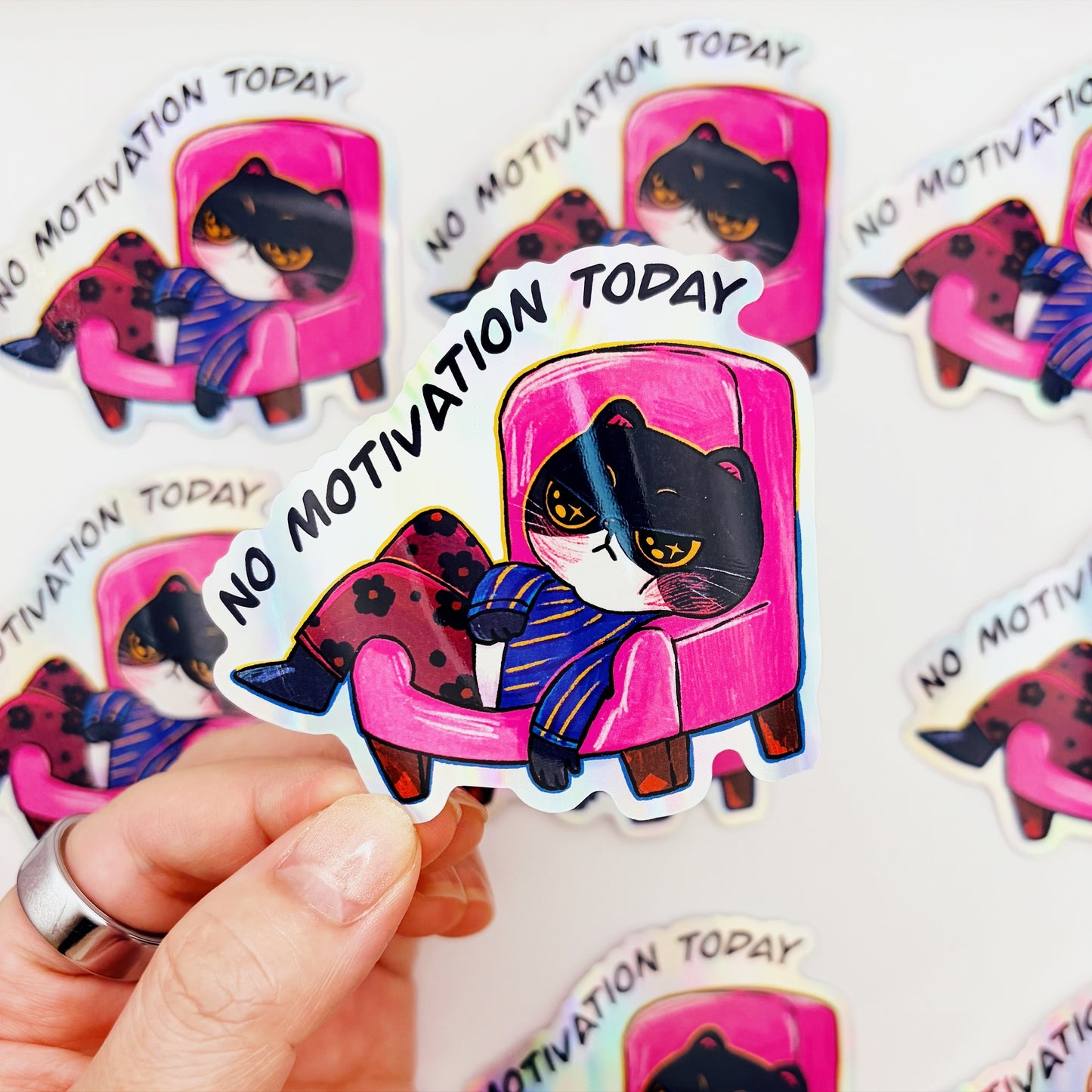 No Motivation | Waterproof Holographic Sticker