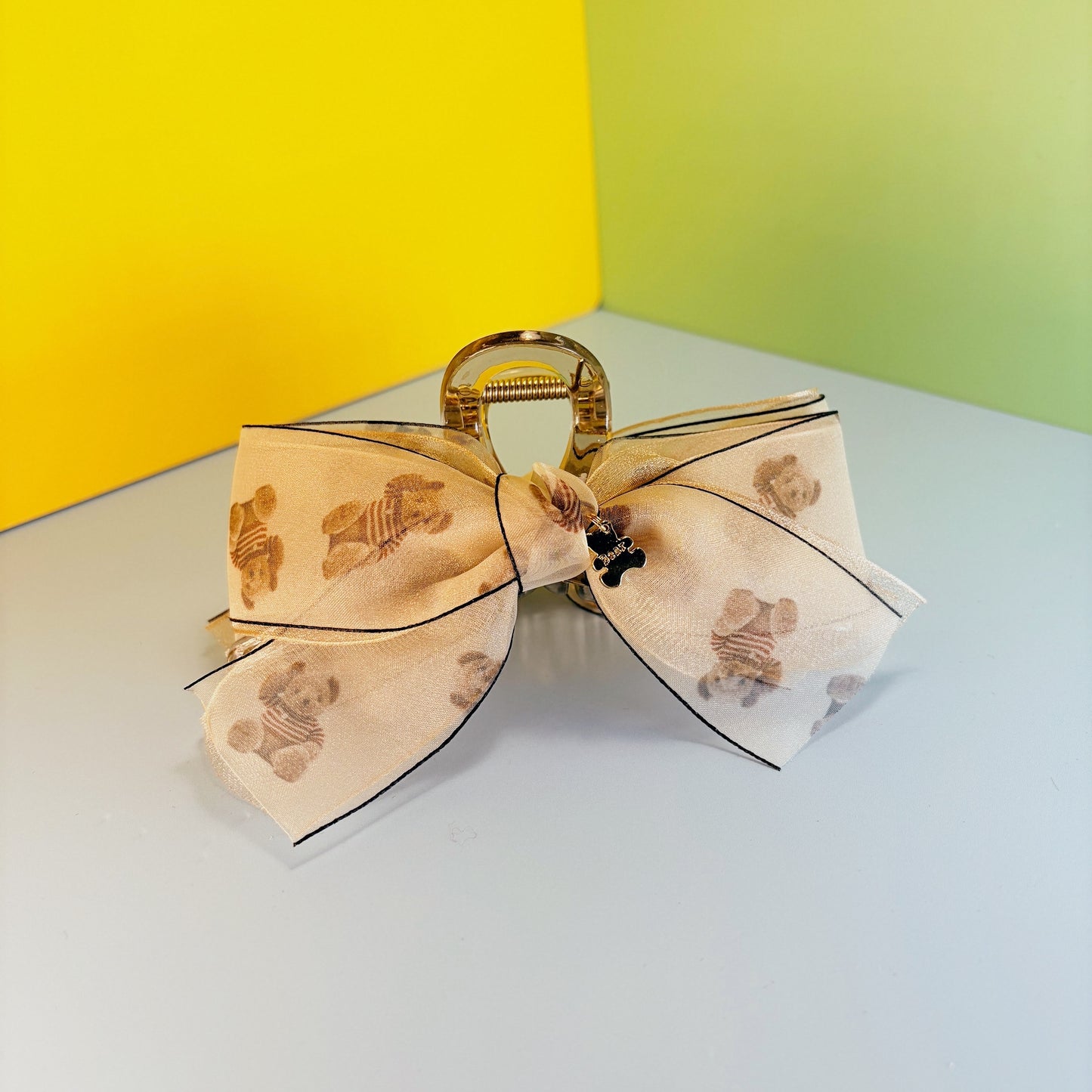 Teddy Ribbon Claw Clip