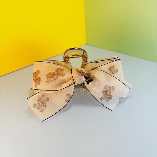 Teddy Ribbon Claw Clip