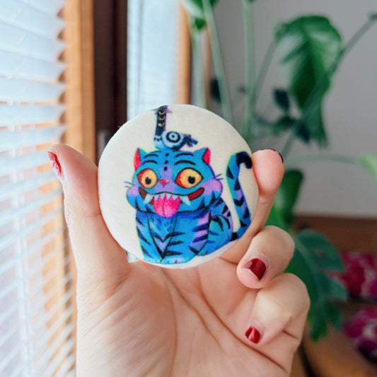 Blue Tiger | Plush Button Pin