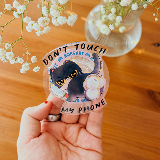 Magnetic Phone Griptok With Mini Rotating Charm - Don't Touch My Phone