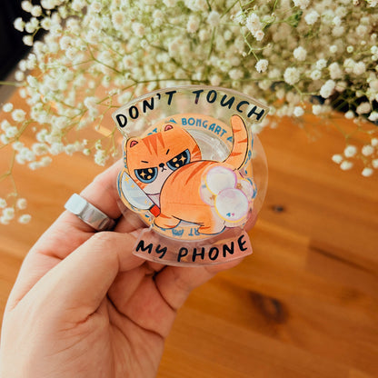 Magnetic Phone Griptok With Mini Rotating Charm - Don't Touch My Phone