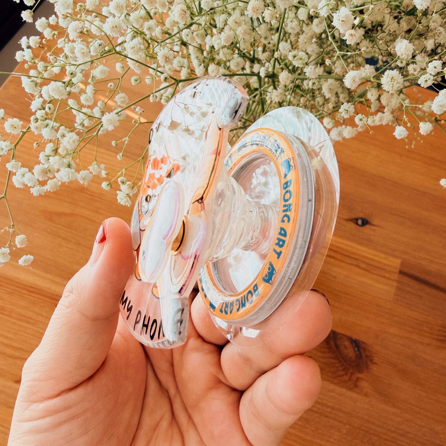 Magnetic Phone Griptok With Mini Rotating Charm - Don't Touch My Phone