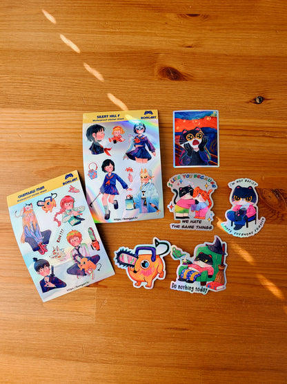 Chainsaw Man Fanart (Draw by Bong) | Waterproof Holographic Sticker Sheet