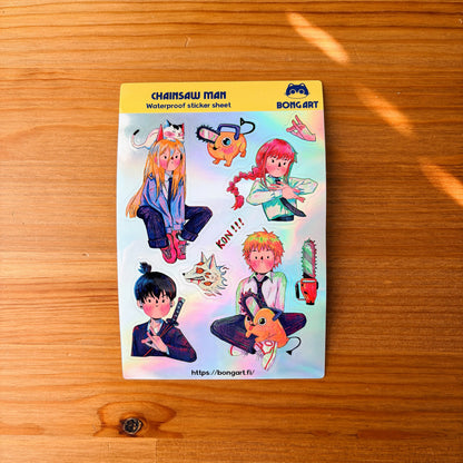 Chainsaw Man Fanart (Draw by Bong) | Waterproof Holographic Sticker Sheet