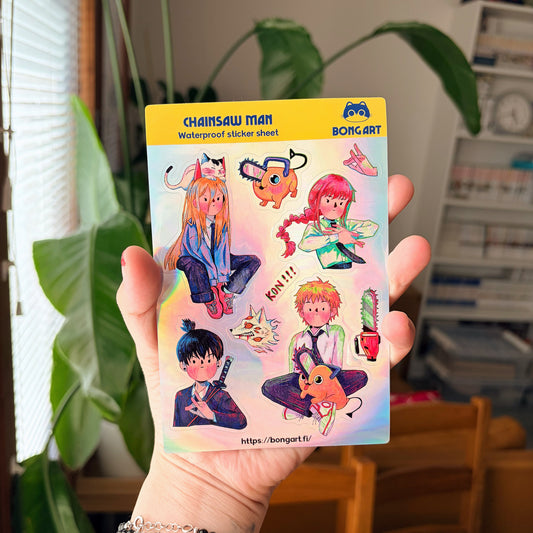 Chainsaw Man Fanart (Draw by Bong) | Waterproof Holographic Sticker Sheet