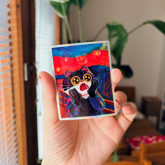 The Scream Meow Meow | Waterproof Holographic Sticker