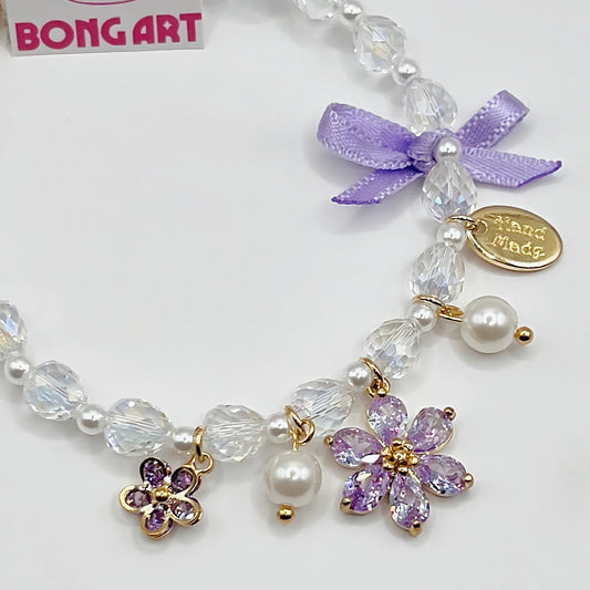 Twinkle Violet Flower Bow Bracelet