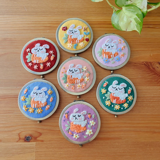 Bunny Whisper - Hand Embroidered Mirror