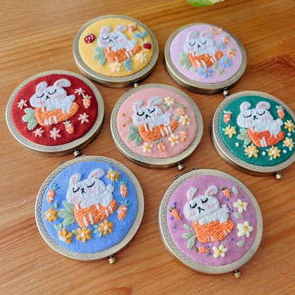 Bunny Whisper - Hand Embroidered Mirror