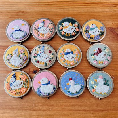 Dreaming Ducks - Hand Embroidered Mirror