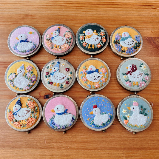 Dreaming Ducks - Hand Embroidered Mirror