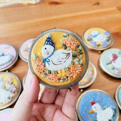 Dreaming Ducks - Hand Embroidered Mirror