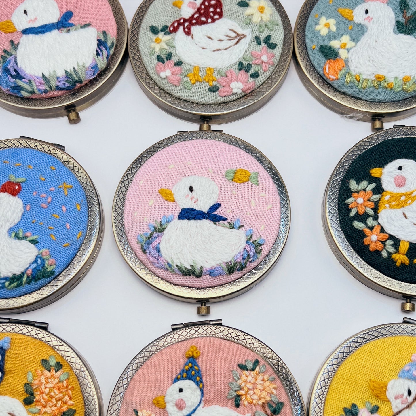 Dreaming Ducks - Hand Embroidered Mirror