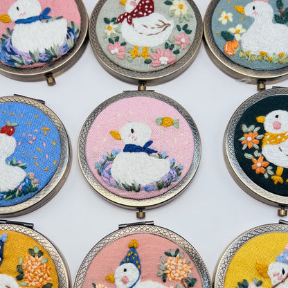 Dreaming Ducks - Hand Embroidered Mirror