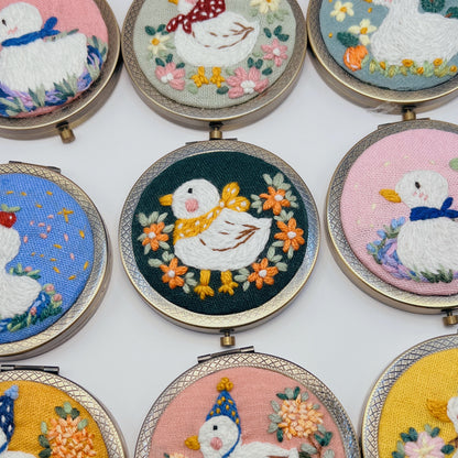 Dreaming Ducks - Hand Embroidered Mirror
