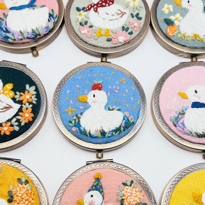 Dreaming Ducks - Hand Embroidered Mirror