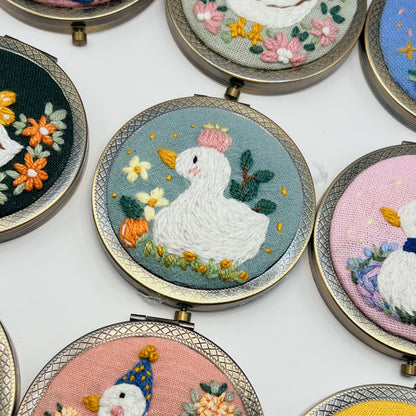 Dreaming Ducks - Hand Embroidered Mirror