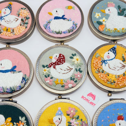 Dreaming Ducks - Hand Embroidered Mirror