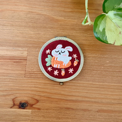 Bunny Whisper - Hand Embroidered Mirror