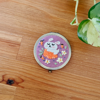 Bunny Whisper - Hand Embroidered Mirror